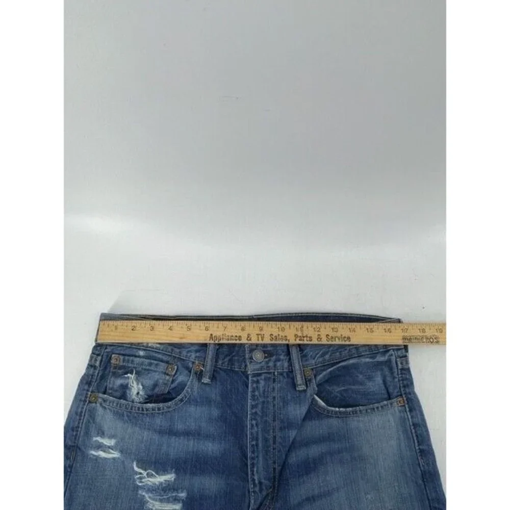 Levi's 522 Red Tab Distressed Straight Leg Med Wash Mid Rise Denim Jeans 33X30